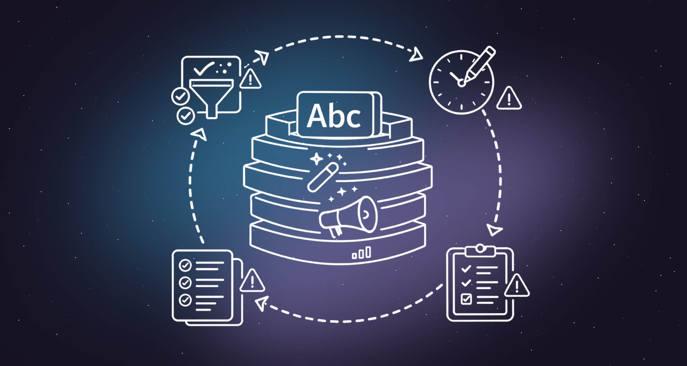 Illustration showing the different kinds of content that you can store in Plytix.